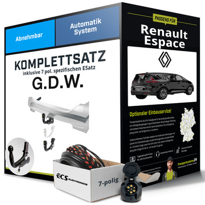 Anhängerkupplung abnehmbar für RENAULT Espace +E-Satz (AHK und ES) KIT NEU