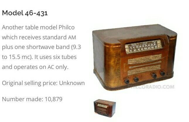 Vintage Philco Model 46-431 AM + Shortwave Radio (JB13 Vintage Philco Model 46-431 AM + Shortwave Radio (JB13