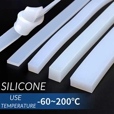 Solid Silicone Rubber Strip Waterproof Heat Resistant Sealing Square Strip White