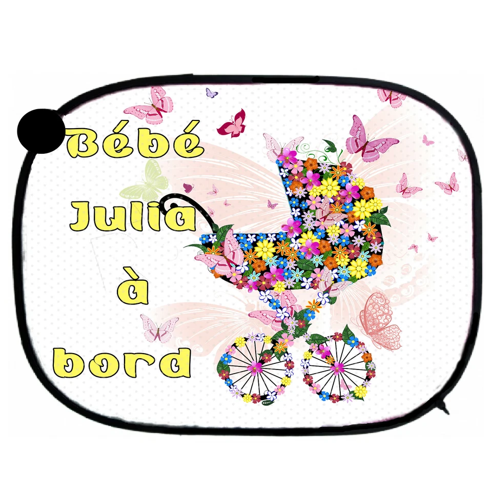 Pare soleil pour voiture bebe a bord personnalisé prénom au choix réf 22 - Photo 1/1