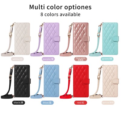 For Huawei P20 P30 Case Crossbody Leather Flip Card Wallet +2 Straps Stand Cover