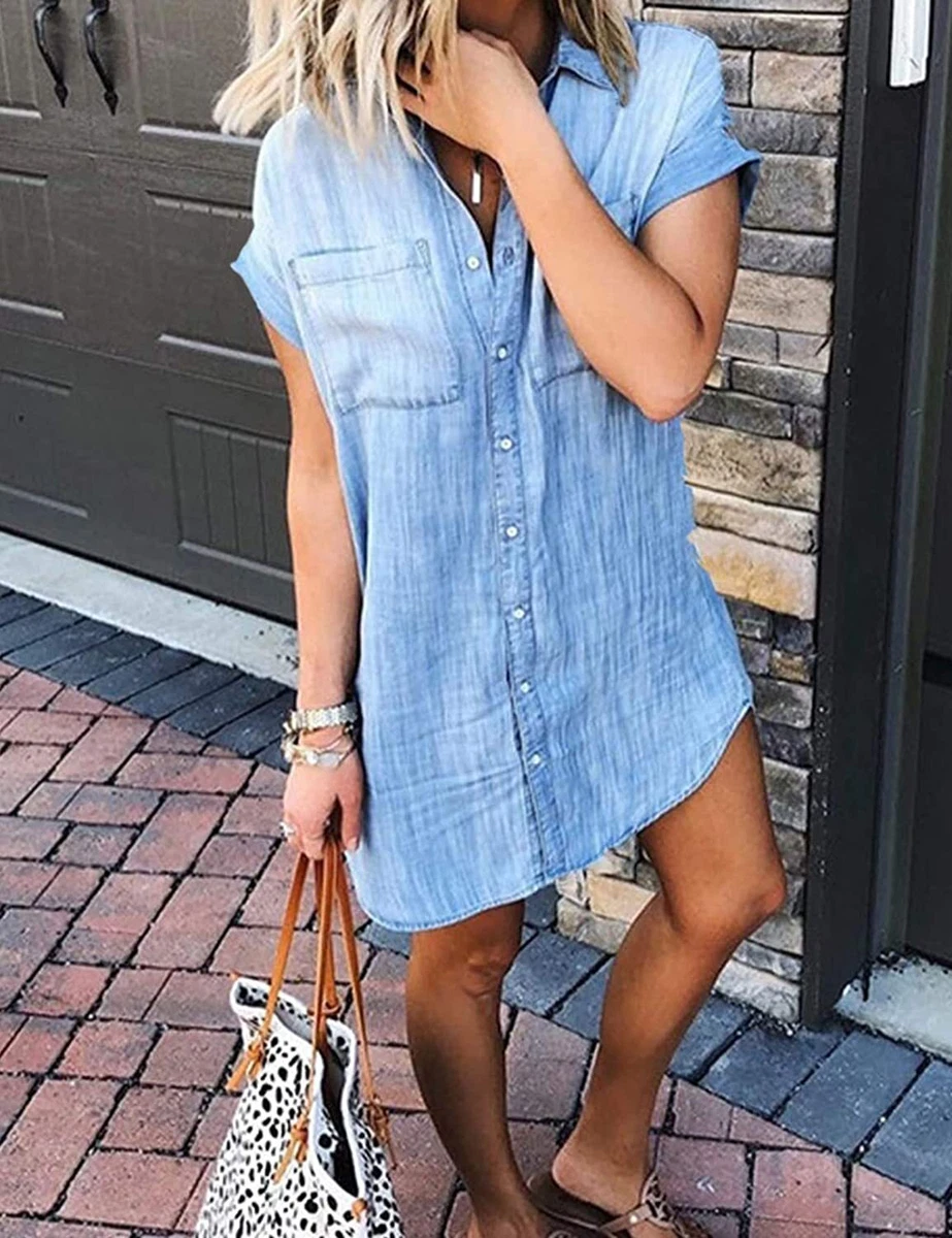 Short blue top jean dresses