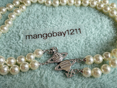 Vivienne Westwood Graziella Silver Pearl Orb Two Row Choker
