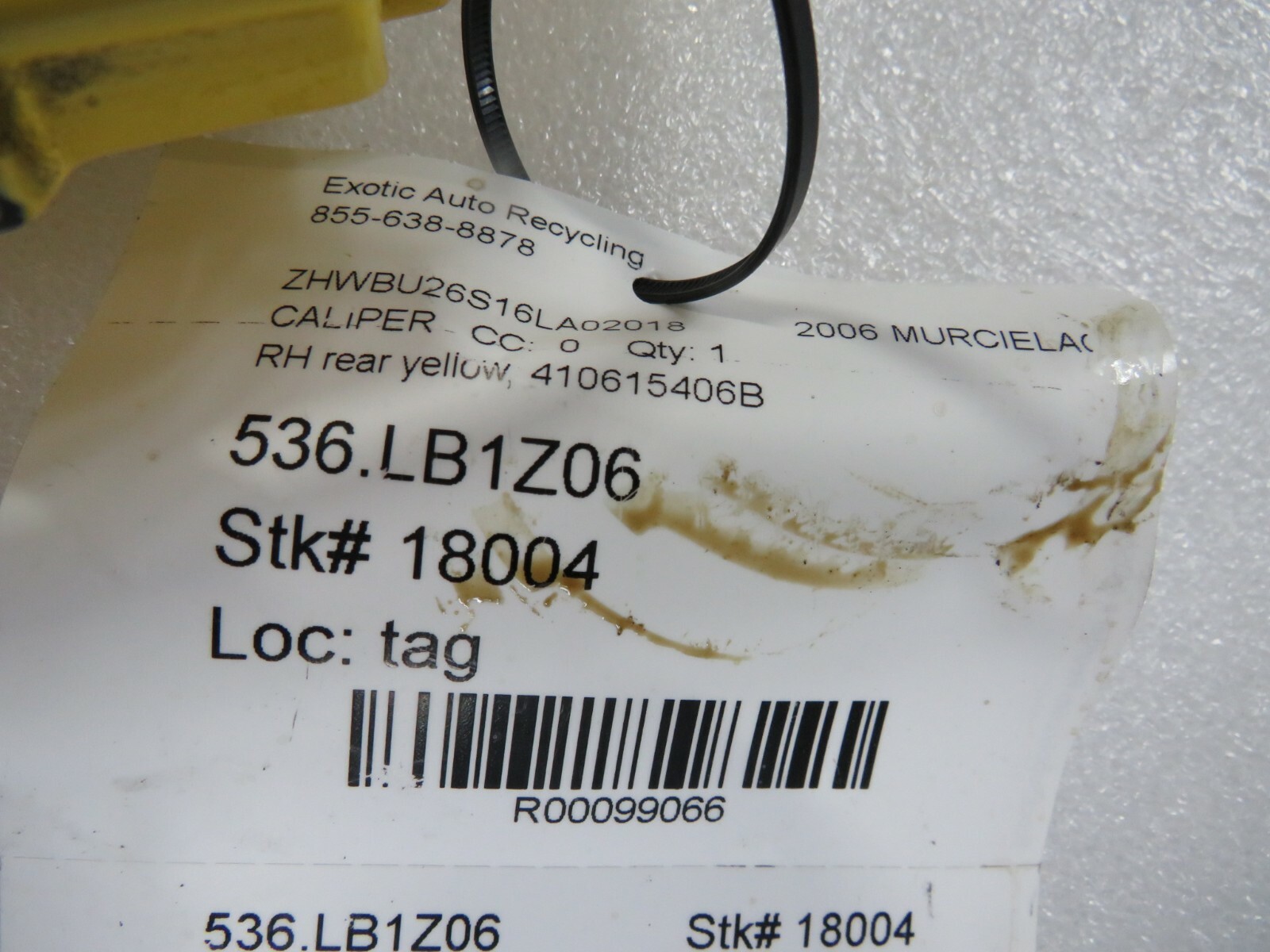 Lamborghini Murcielago, RH, Right Rear Caliper, Used, P/N 410615406B