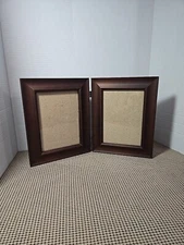 Bi-Fold Double Wood Picture Frame Holds 5" x 7"