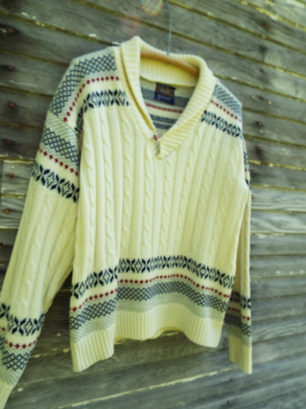 vintage mens sweater JCPenney 70s 80s acrylic shawl c… Gem