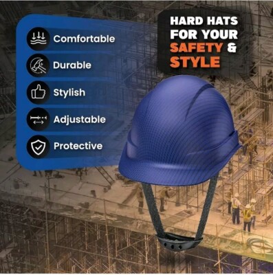Acerpal Full Brim Hard Hat - OSHA Type 1 Approved Construction Helmet With Padded Harness & Chin Strap