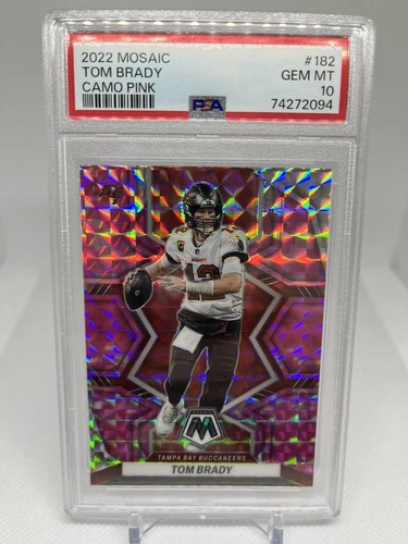 2022 Panini Mosaic Tom Brady #182 CAMO PINK PRIZM PARALLEL PSA 10