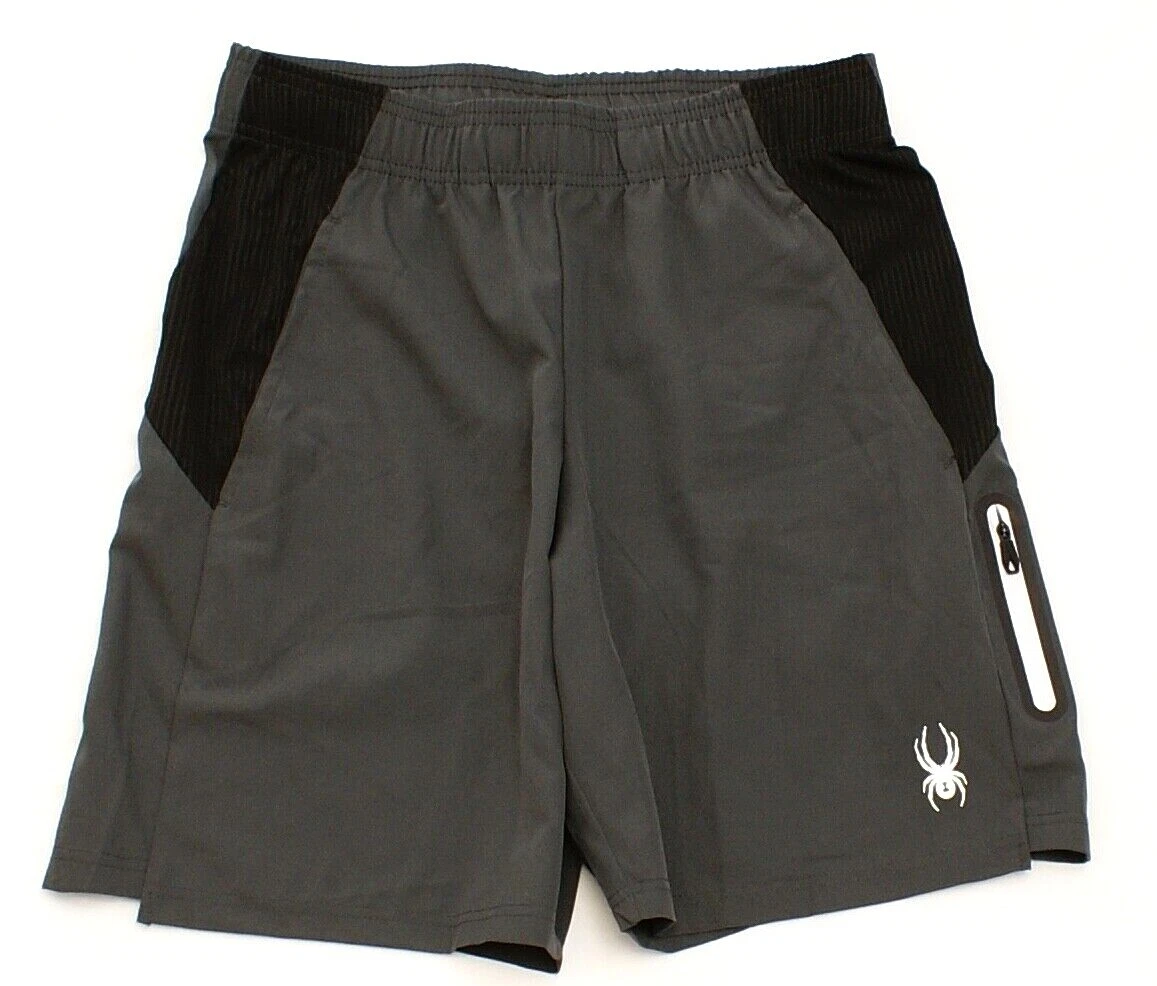 Spyder Active ProWeb Gray & Black Woven Stretch Athletic Shorts Men's NWT