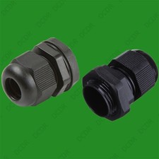 2x IP66 PG13.5 Black Nylon Cable Gland 6-12mm Wire Stress Relief, M20, 20mm