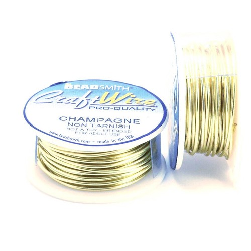 Alambre, carrete de 6 yardas resistente al deslustre champán oro calibre 20 alambre de envoltura redondo - Imagen 2 de 3