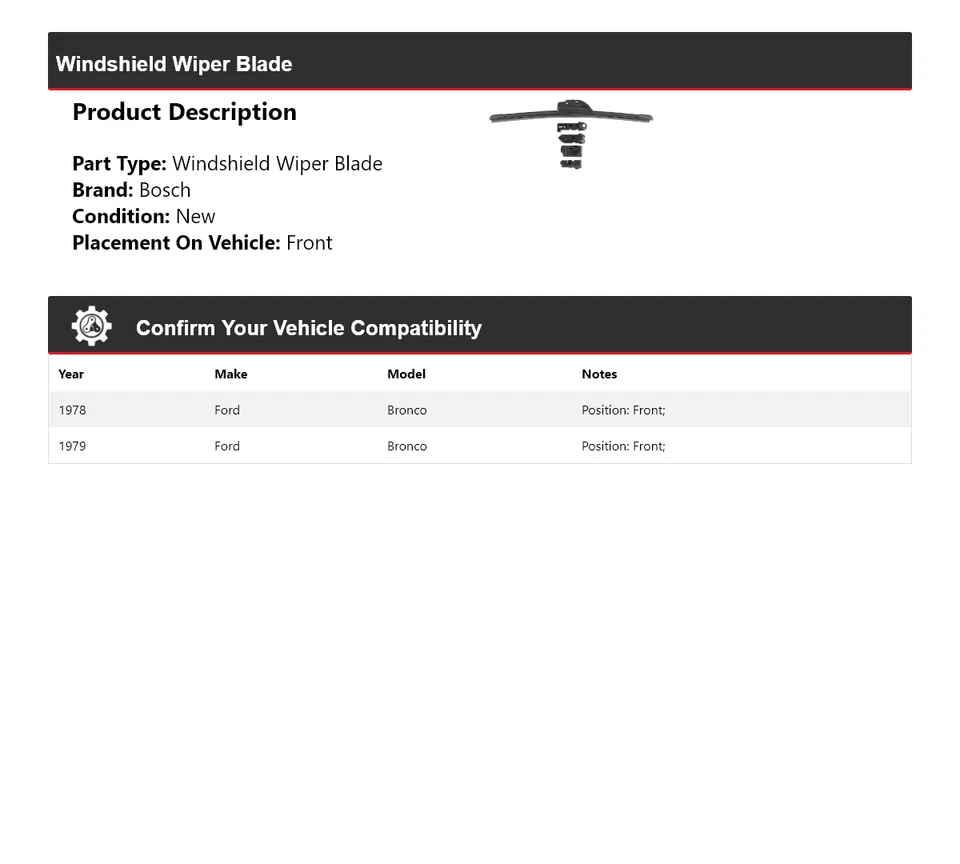 Limpiaparabrisas delantero Clear Advantage para Ford Bronco Bosch 1978-1979 Foto 2 de 4