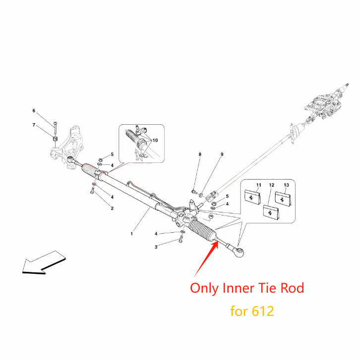 Inner Tie Rod Ball Joint fits Ferrari 612, 217374, 217375
