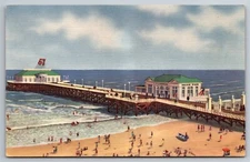 Heinz 57 Ocean Pier Beach Swimmers Atlantic City NJ C1940's Postcard M11