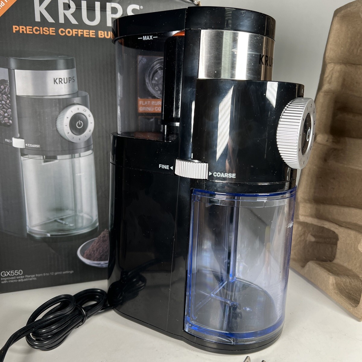 Krups GX550 Black Silver Corded Electric Precise Coffee Burr