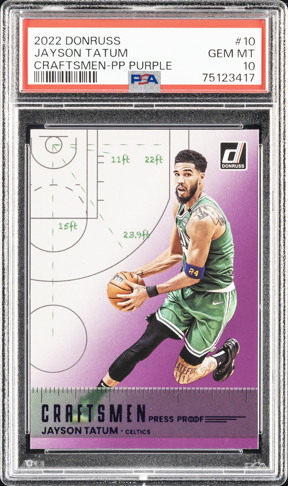 2022 PANINI DONRUSS CRAFTSMEN PRESS PROOF PURPLE #10 JAYSON TATUM PSA 10