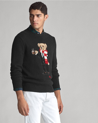 Polo Ralph Lauren Men\u0026#039;s Cocoa Hot Chocolate Bear Knitted Sweater  Zalando Black | eBay