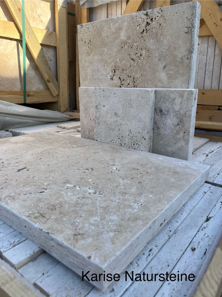 Travertin Naturel Terrassen-Bodenplatten Römischer Verband 16,35m² PalettenPreis - Bild 4 von 4