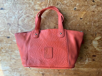 BETTY JACKSON ORANGE LEATHER TOTE HANDBAG UNDERARM HOBO SHOPPER BAG  UK