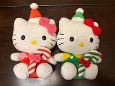 "Gorros de Navidad Hello Kitty Ty 2010 con bastones de caramelo rojos y verdes 6"" - con etiquetas"