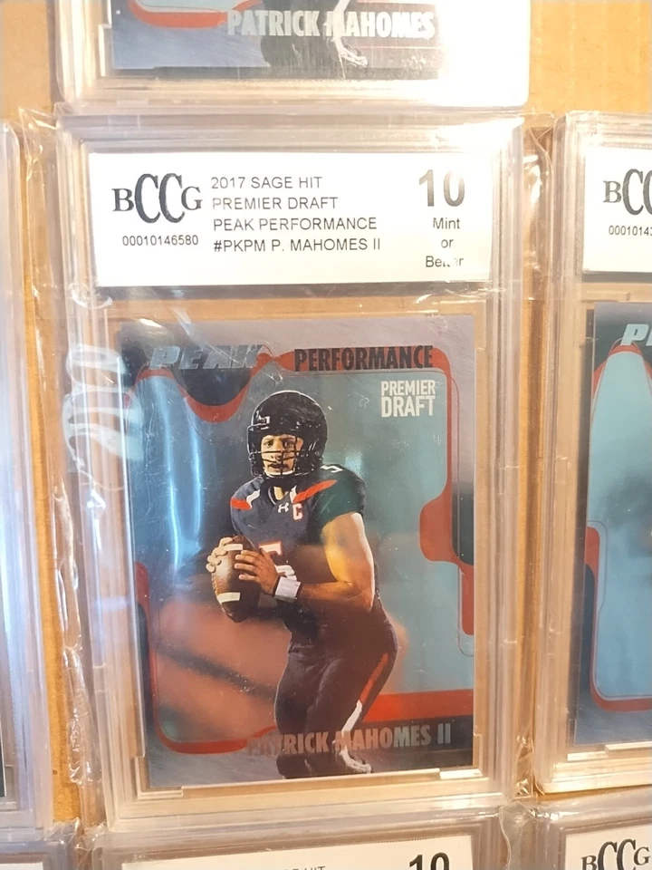 2017 SAGE HIT Premier Draft Peak Performance Patrick Mahomes Graded BCCG 10 Qty - Image 2 of 3