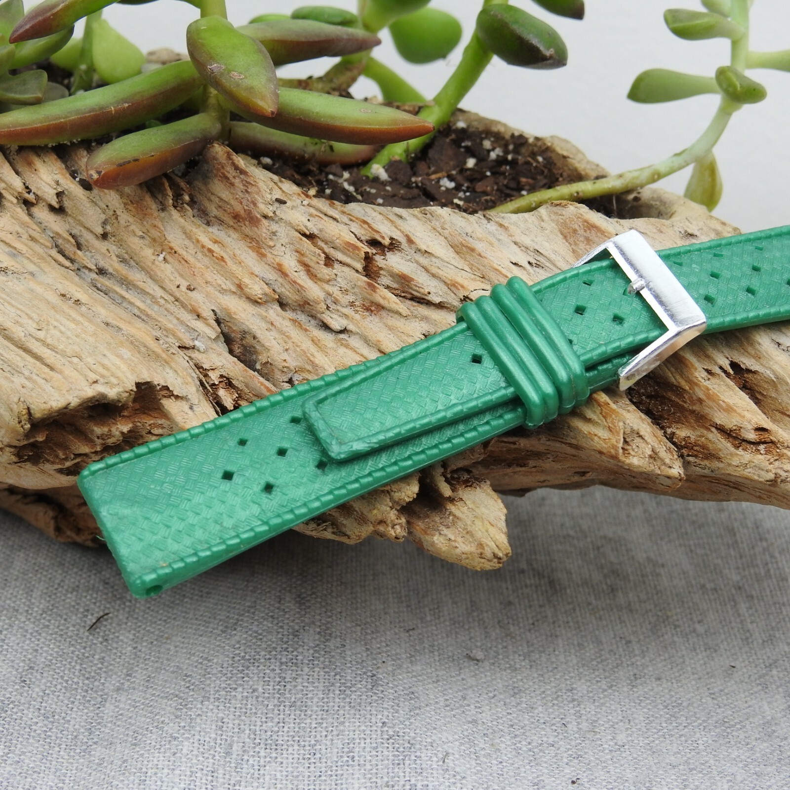 Vintage Green Tropic Style Rubber Skindiver Diver Band Fits 19mm