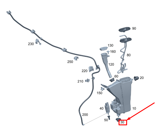 MERCEDES-BENZ C S206 Tülle für Scheibenwaschbehälter A2058690000
