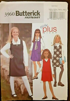 Butterick PATTERN 3960 Girls PLUS Jumper 10 1/2, 12 1/2, 14 1/2, 16 1/2 Sewing H