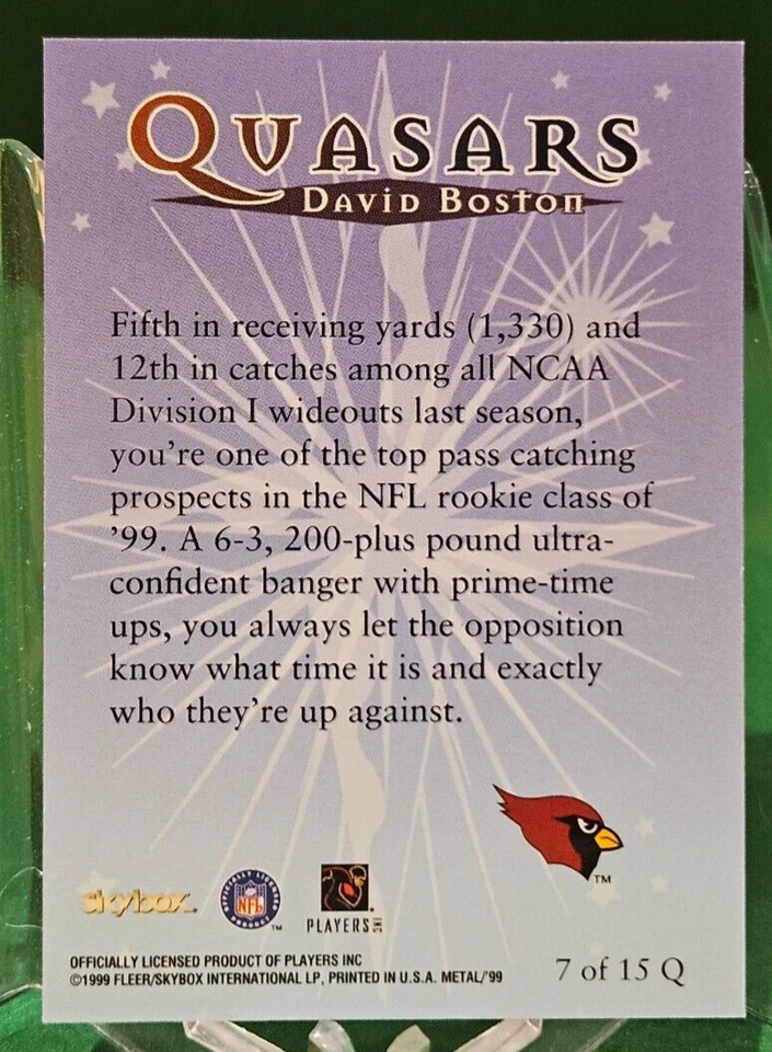 1999 Metal Universe Quasars DAVID BOSTON #7 Rookie - Image 2 of 3