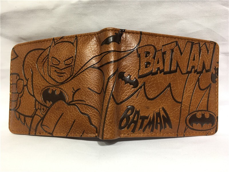 Batman Superman Flash PU Cartera Hombres Mujeres Moda Tarjetas Cortas Moneda Doble Cartera