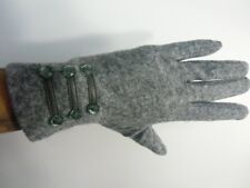 Winter Gloves Women Wool Grey Inspector Style Retro Buttons Vintage