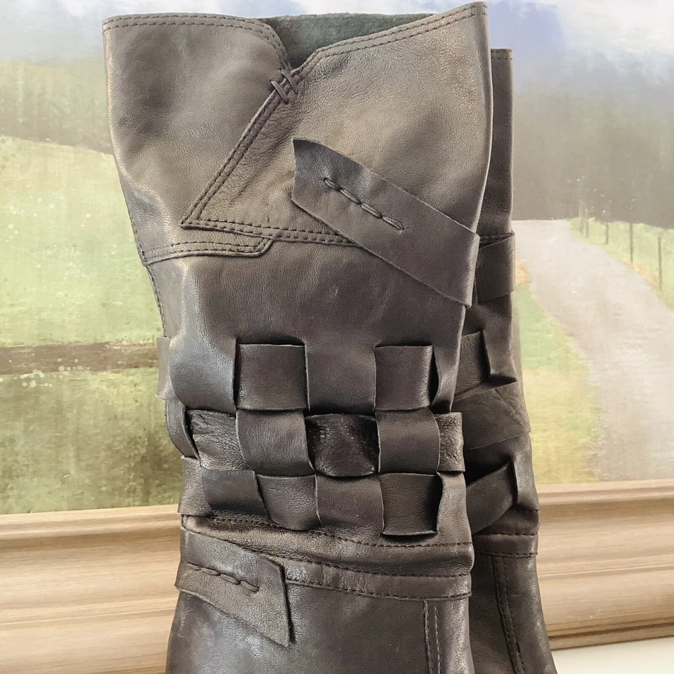 Botas negras tejidas de cuero suave hechas a mano Lavorazione Artigiana para mujer talla 37 Foto 4 de 4