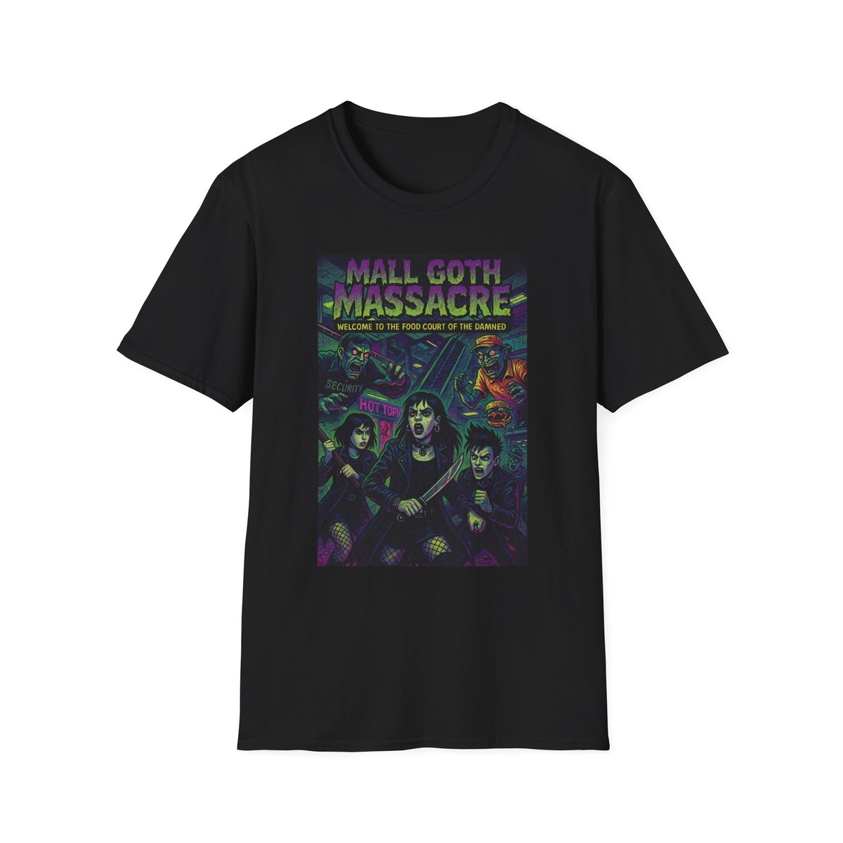 Mall Goth Massacre Shirt 90s Horror Hot Topic Paody Tee Goth
