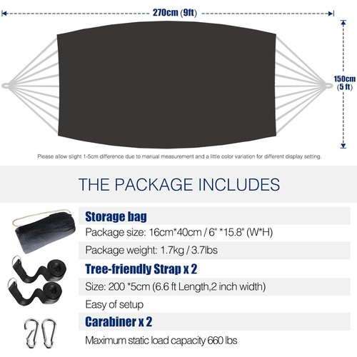 Hängematte 200x150cm groß Hängeliege 2 Personen Schaukel Outdoor Baumwolle - Bild 11 von 14
