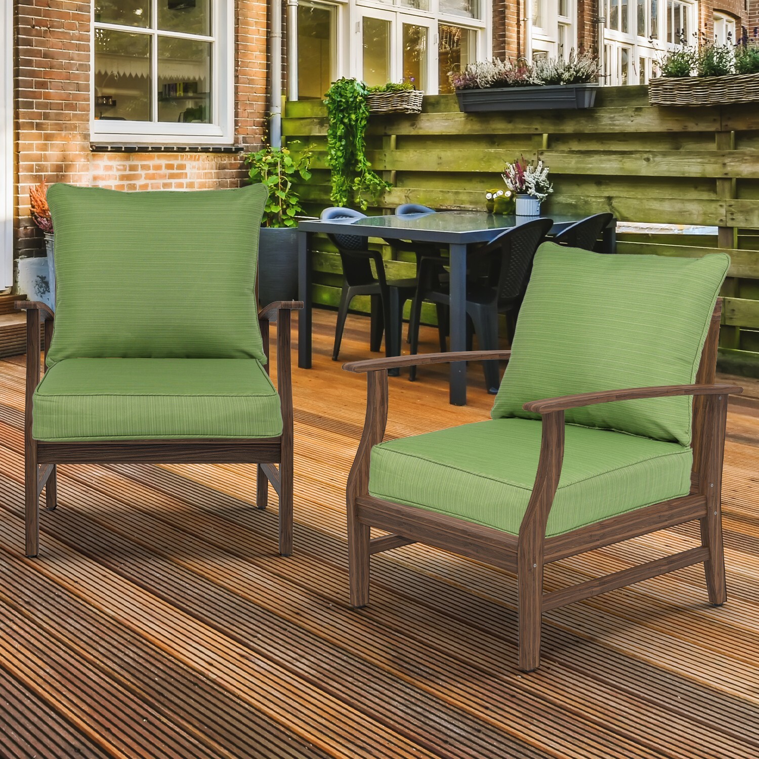 Aoodor Outdoor Patio Deep Seating Cushion Set with Ties Sofa Seat/Back