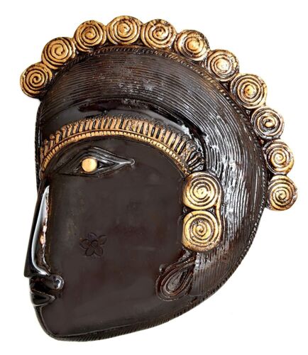 Brown Brass Tribal Wall Face Exhibition Object Home Furniture Gift-