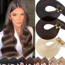 200PCS Thick 100 Remy Human Hair Extensions Nano Ring Micro Loop Beads Brown US