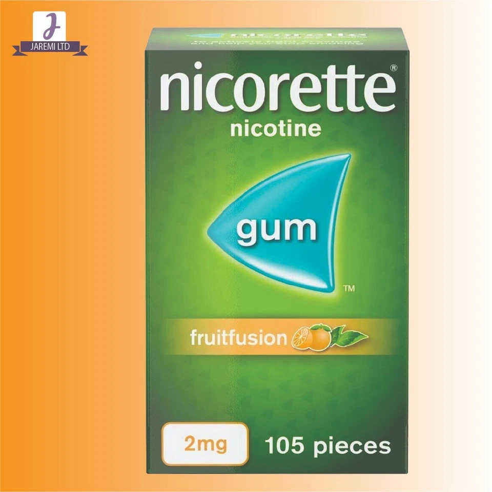 Nicorette Gum 2mg FRUITFUSION Suger Free 105pieces-PACK OF 6 - Image 2 of 4