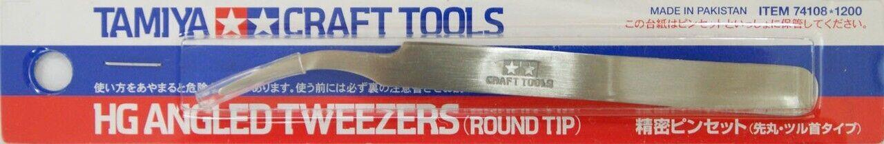 Tamiya 74108 Craft Tools - HG Angled Tweezers (Round Tip)