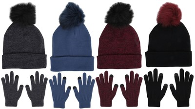 ladies bobble hat and gloves