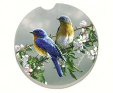 BEAUTIFUL SONGBIRDS BLUEBIRDS 1 Absorbent Auto Car Stone Coaster for Cup Holders
