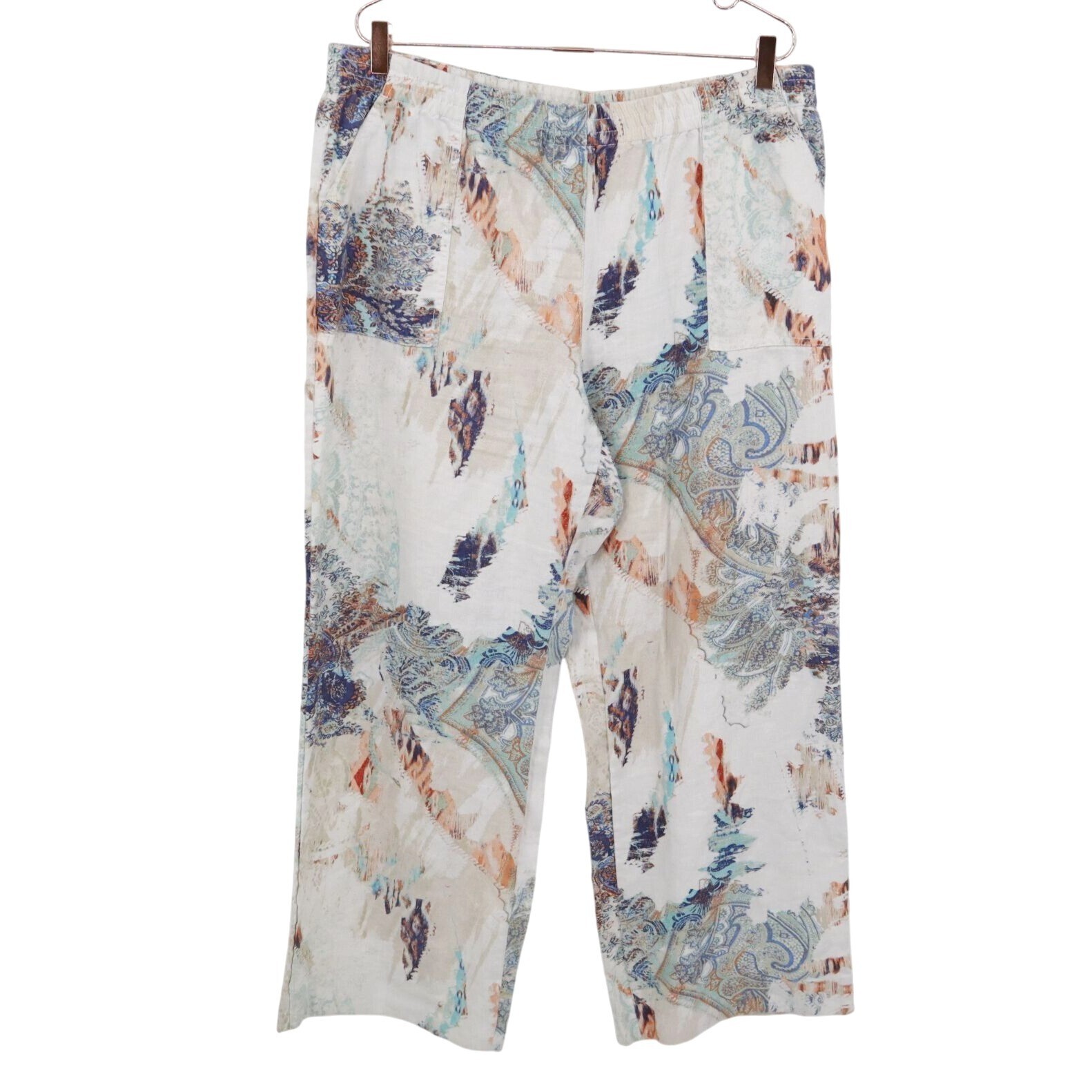 Chico's Linen Pants Womens S White Art To Wear Lagenlook Resort Cruise Coastal