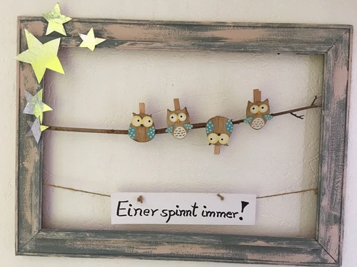 Bilderrahmen mit Dekoration, witzige Deko - Bild 1 von 6