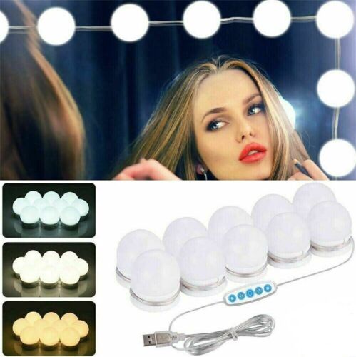 Make Up Mirror Lights 10 LED Kit Bulbs Vanity Light Dimmable Lamp Hollywood - Picture 1 of 8