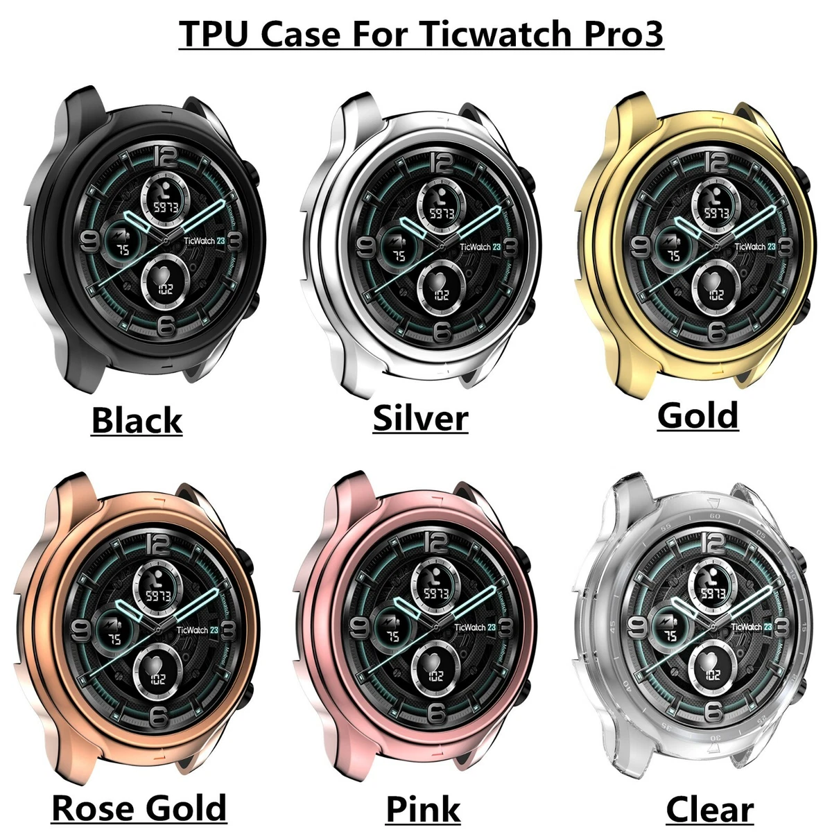 Soft Protective Case for Ticwatch Pro 3 Watch Ultra Slim TPU Frame Cover