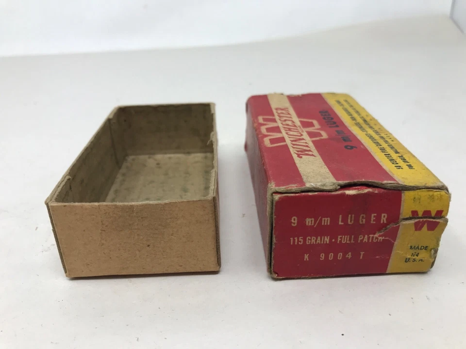 Vintage Winchester 9mm LUGER empty ammo box w/shell holder box inside 4x2x1 1/4" - Image 4 of 4