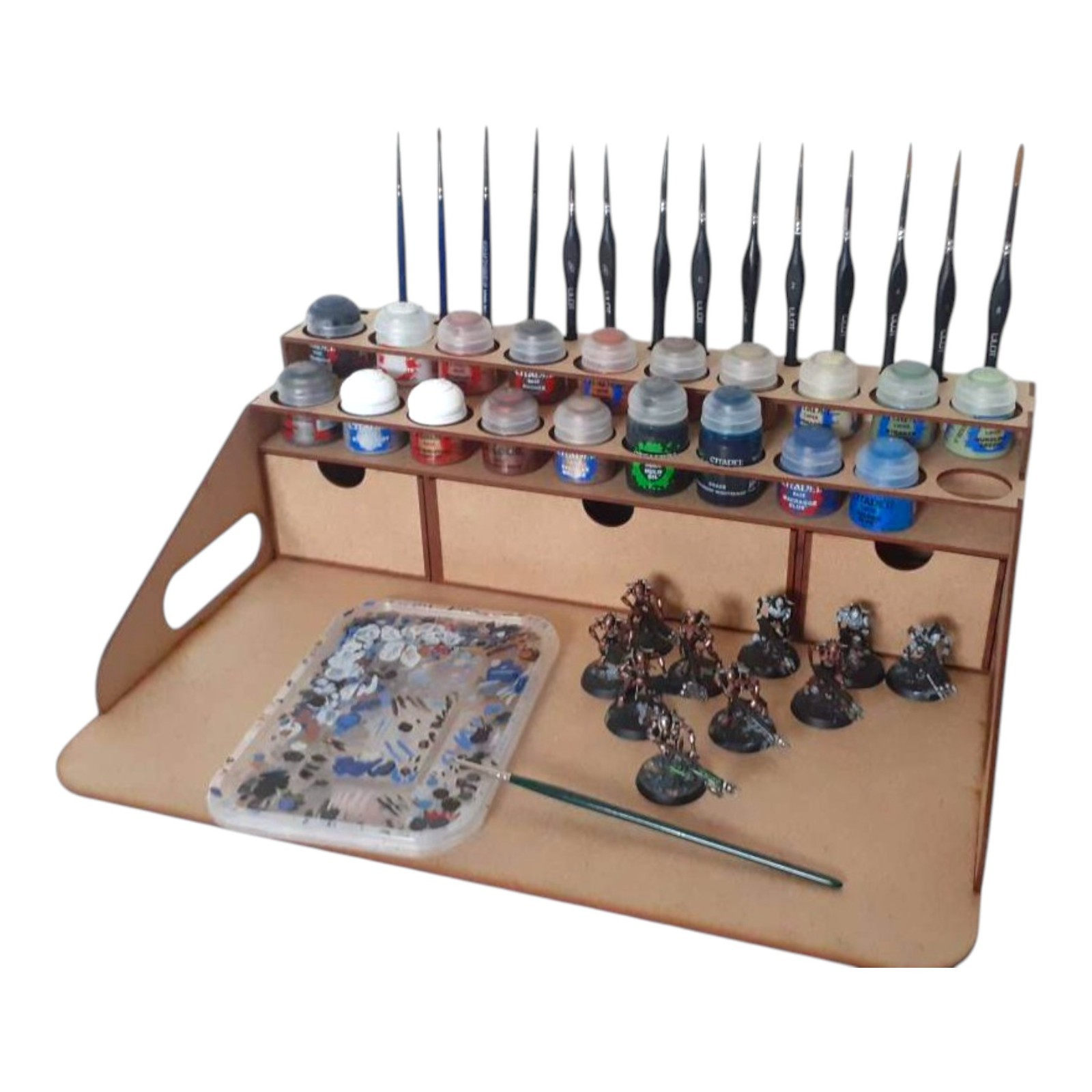 Rangement peinture Warhammer 20 pots avec 3 tiroirs modulables