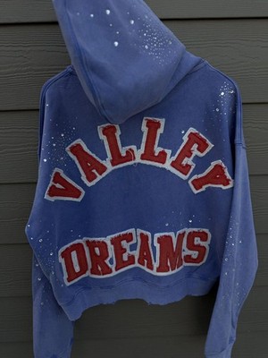 Valley Hoodie Stone Zip Up Blue Crystals Size Large (NEW