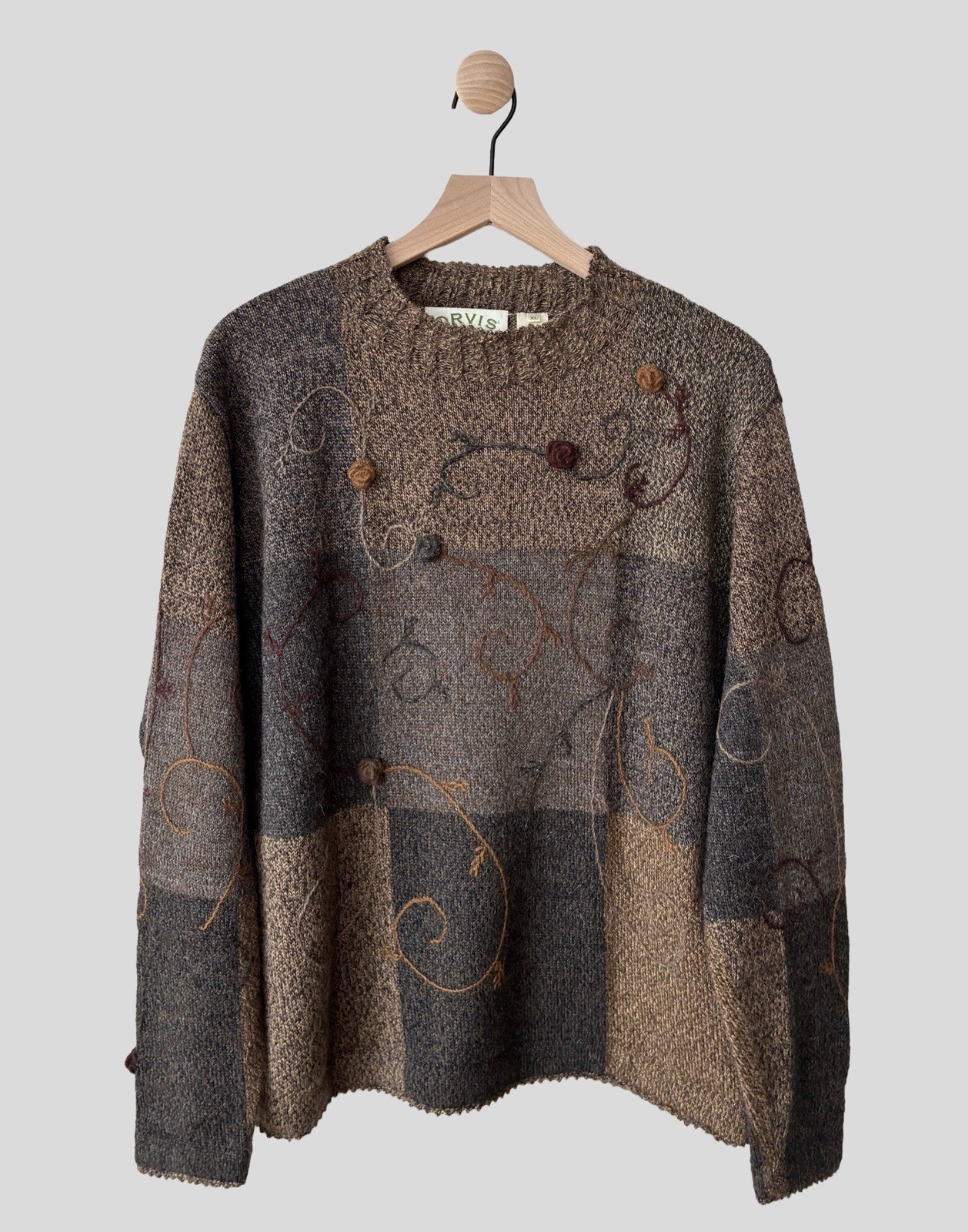 Orvis Alpaca Wool Blend Patchwork 3D Embroidered … - image 1