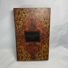 Faux Book Storage Box Secret Vintage Look Leather Red Gold Magnetic Close Lined